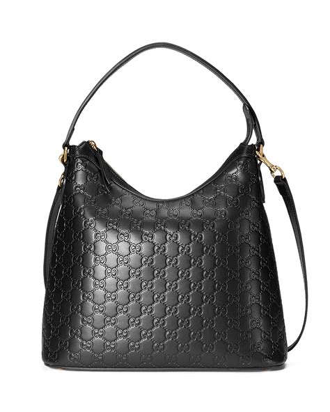 gucci black hobo handbag|gucci guccissima hobo bag.